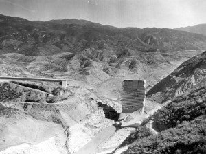 Only one small section of the St. Francis Dam remained after its catastrophic failure in 1928