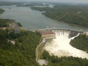 Lake Martin in Alabama was created by the construction of the Thomas Wesley Martin Dam, which stopped the flow of the Tallapoosa River just southwest of Dadeville. It is the largest man-made lake in Alabama.