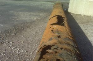 Severely corroded pipe