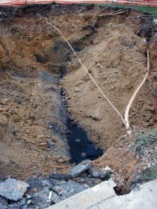 Soil contamination from a UST which leaked hundreds of gallons of oil. Photo courtesy of https://mde.maryland.gov