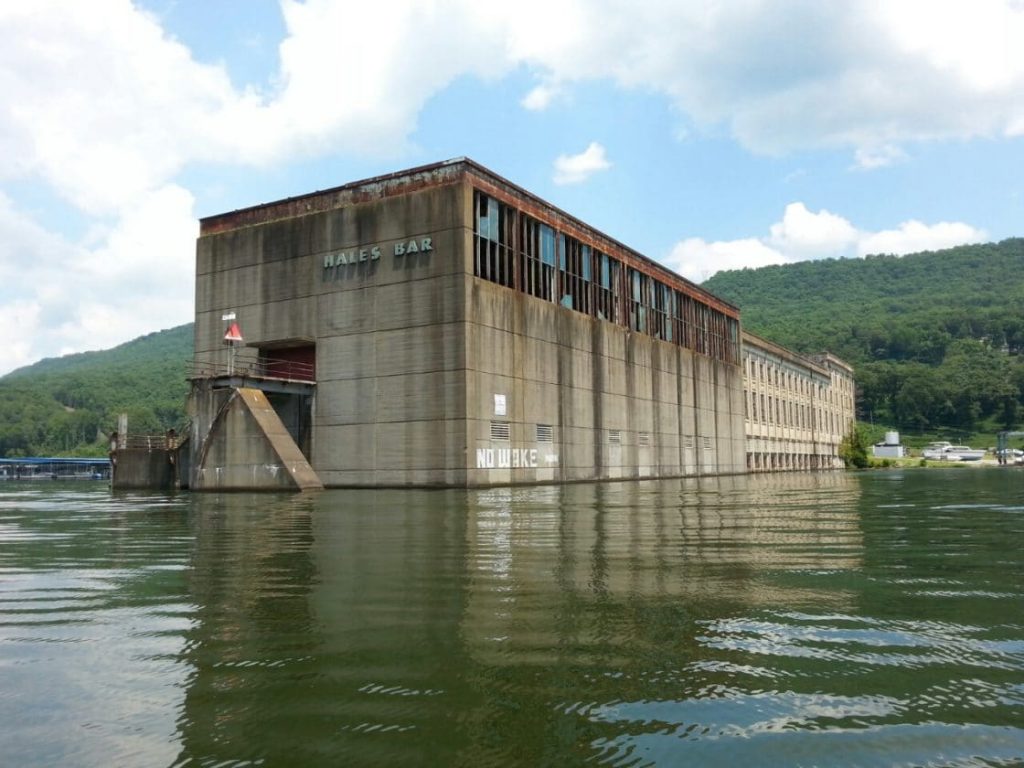 The Hales Bar Dam old hydroelectric plant is now used as a dry dock