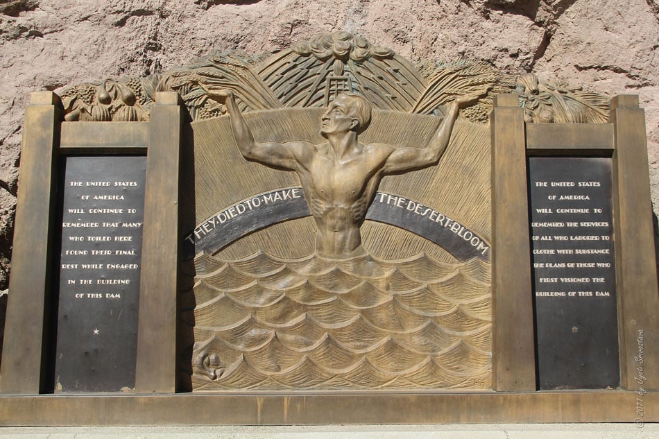 This memorial plaque commemorates those who died during the construction of the Hoover Dam