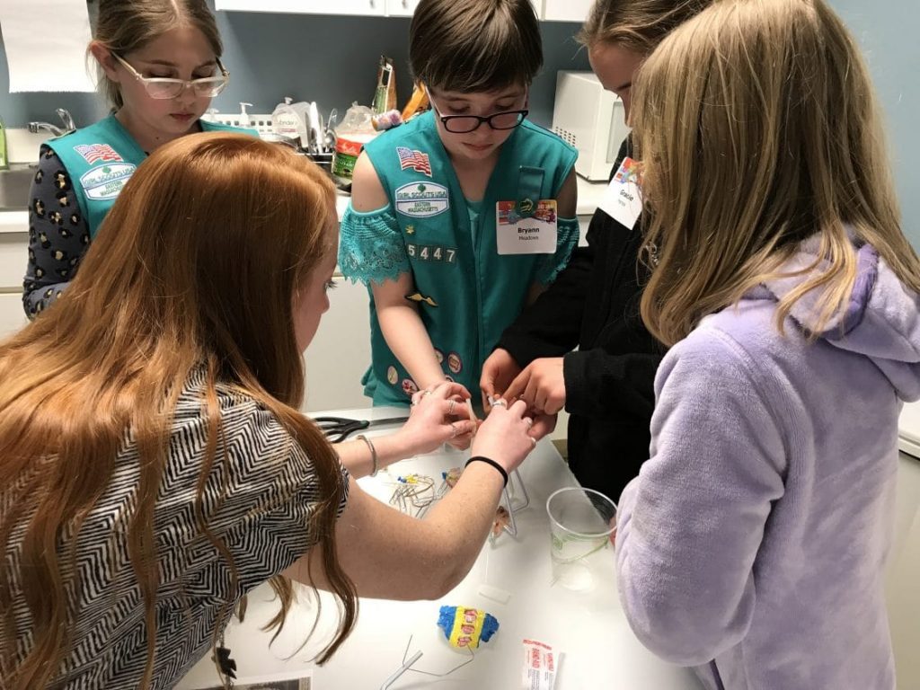 tata and howrad employees introduce young girl scouts to engineering